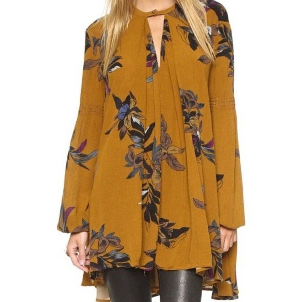 Free People ‘Tree Swing’ Amber Long Sleeve Tunic Size S